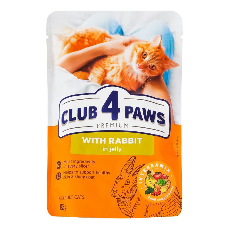 Корм для котів вологий Club 4 Paws з кроликом у желе 85 г